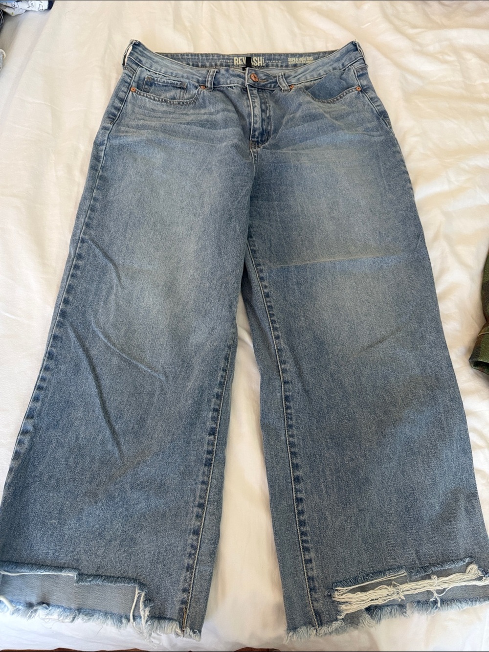 Rewash Wide Leg Crop Jeans in Light Blue - Women